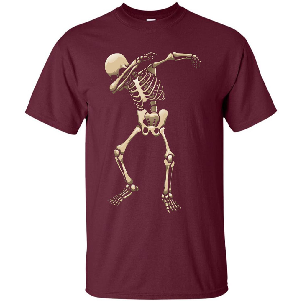Halloween T-shirt Dabbing Skeleton T-shirt Maroon