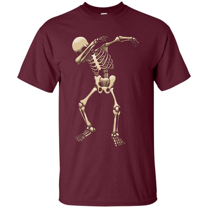 Halloween T-shirt Dabbing Skeleton T-shirt Maroon