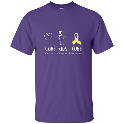 Love Kids Cure Childhood Cancer Awareness T-shirt Purple