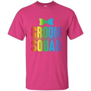 Groom Squad Bachelor Party Rainbow Bowtie T-Shirt