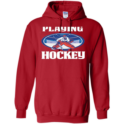 Funny Hockey T-shirt Playing Hockey Red