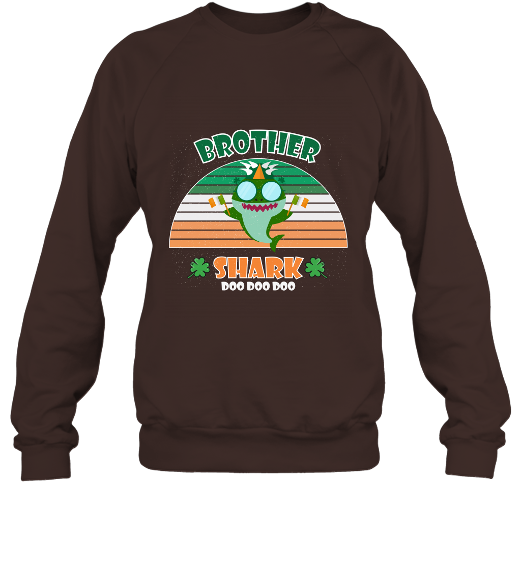 Irish Brother Shark Saint Patricks Day Family Shirt Sweatshirt Dark Chocolate