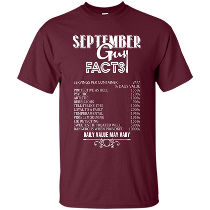 September Guy Facts T-shirt Maroon