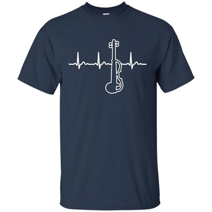 Electric Violin Heartbeat T-Shirt Special Instrument T-shirt Navy