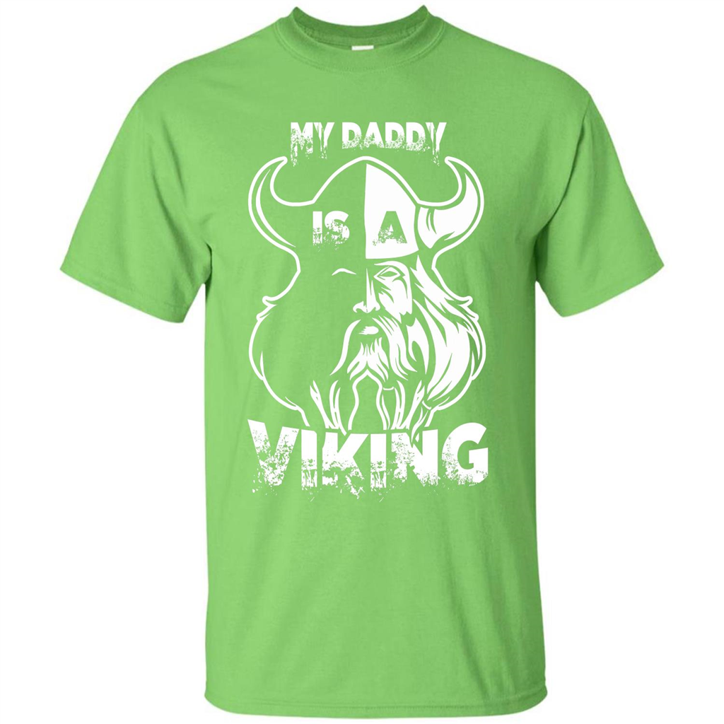 Family T-shirt My Daddy Is A Viking T-shirt Lime