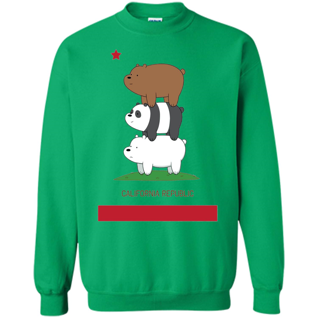 CN We Bare Bears California Flag Stack T-shirt Irish Green