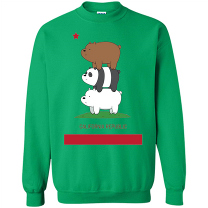 CN We Bare Bears California Flag Stack T-shirt Irish Green