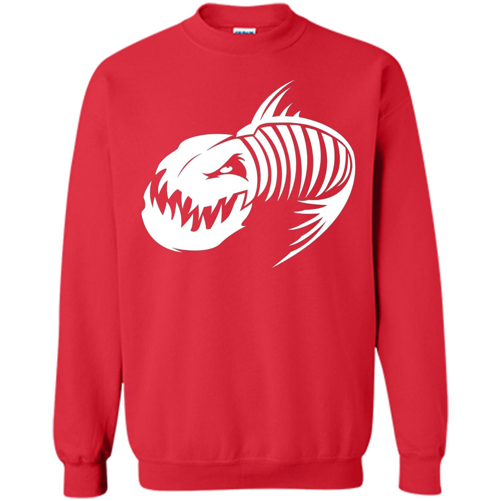 Fisherman Gift T-shirt Badass Fish Bone Skeleton Red