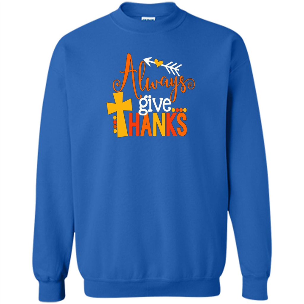 Cute Kids Thanksgiving Shirt - Always Give Thanks T-Shirt Royal