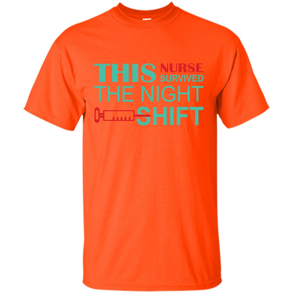 Nurse T-shirt This Nurse Survived The Night Shift Orange