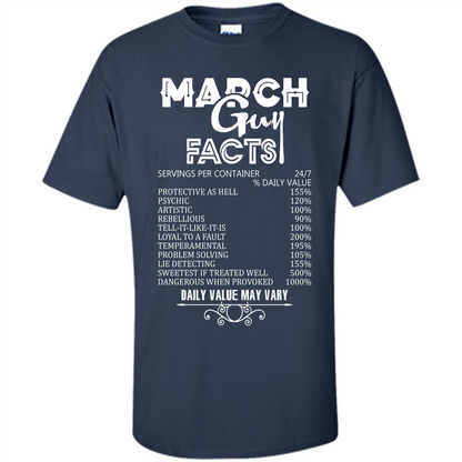 March Guy Facts T-shirt Navy