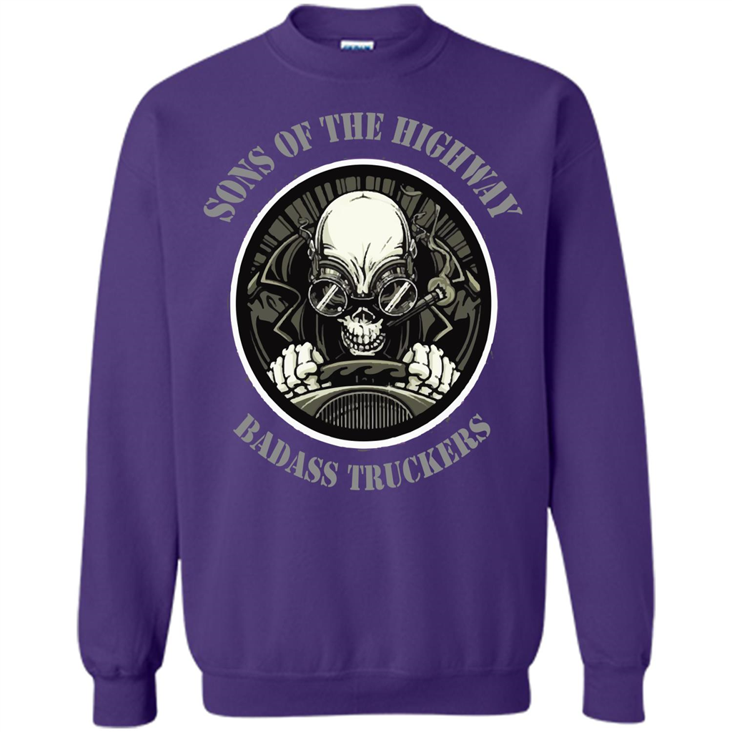 Trucker T-shirt Sons Of The Highway Badass Truckers T-shirt Purple