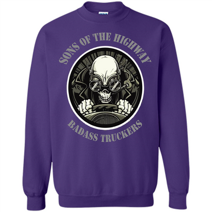 Trucker T-shirt Sons Of The Highway Badass Truckers T-shirt Purple