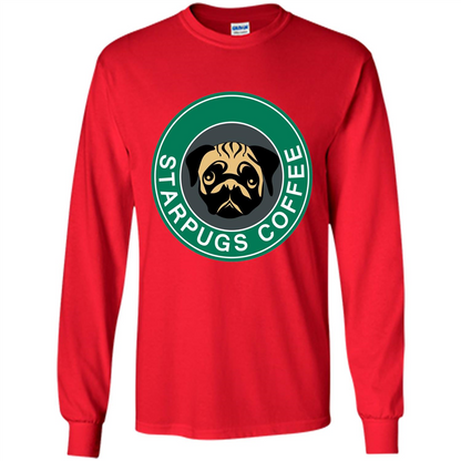 Starpugs Coffee T-shirt Pug Dog Lover T-shirt Red