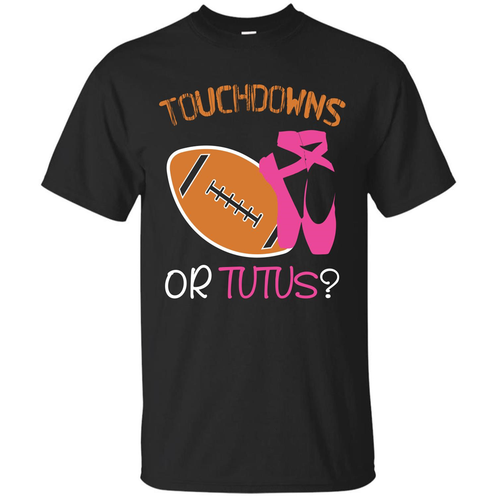 Pregnancy T-shirt Touchdowns Or Tutus T-shirt Black