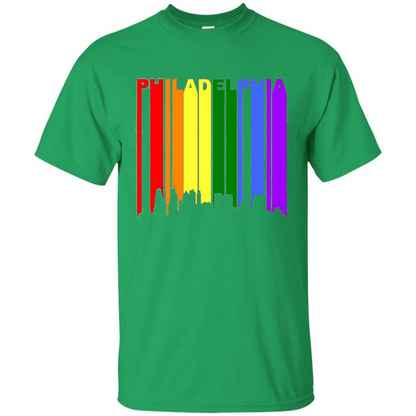 Philadelphia PA Downtown Rainbow LGBT Gay Pride T-shirt Irish Green