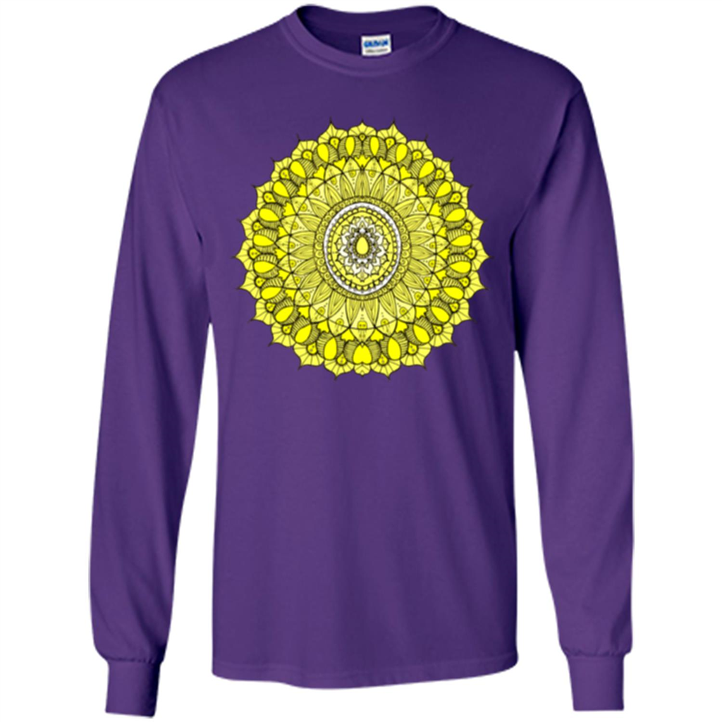 Yellow Sunshine Mandala T-shirt Purple