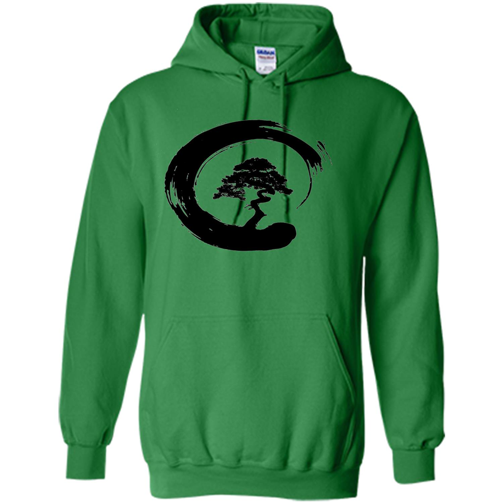 Bonsai Tree in Enso Circle - Buddhist Zen Calligraphy t-hirt Irish Green