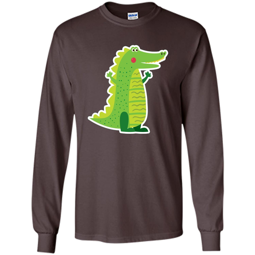 Cute Smiling Crocodile Animal Lover T-shirt Dark Chocolate