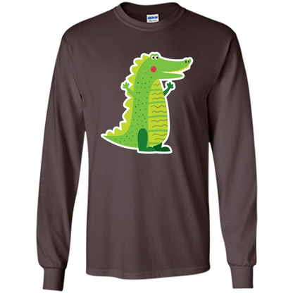 Cute Smiling Crocodile Animal Lover T-shirt Dark Chocolate