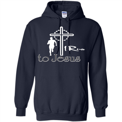 Christian T-shirt I Run To Jesus T-shirt Navy