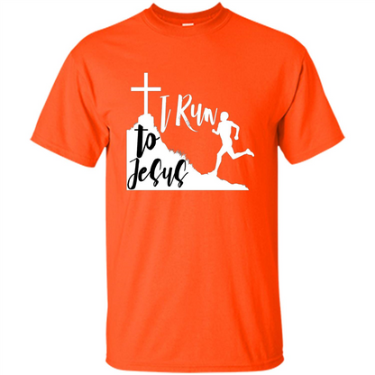 Christian T-shirt I Run To Jesus Orange