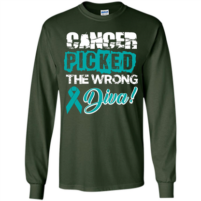Cancer Awareness T-shirt Cancer Picked The Wrong Diva T-shirt Forest Green