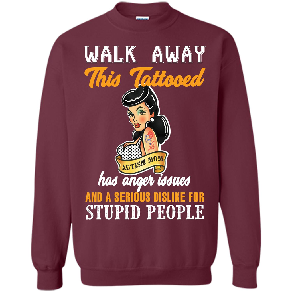 Autism Awareness T-shirt Walk Away This Tattooed Maroon