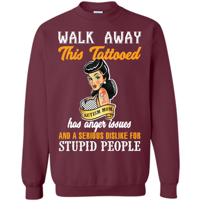 Autism Awareness T-shirt Walk Away This Tattooed Maroon