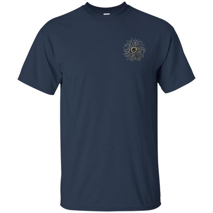 Daisy Flower Sketch Art T-shirt Navy