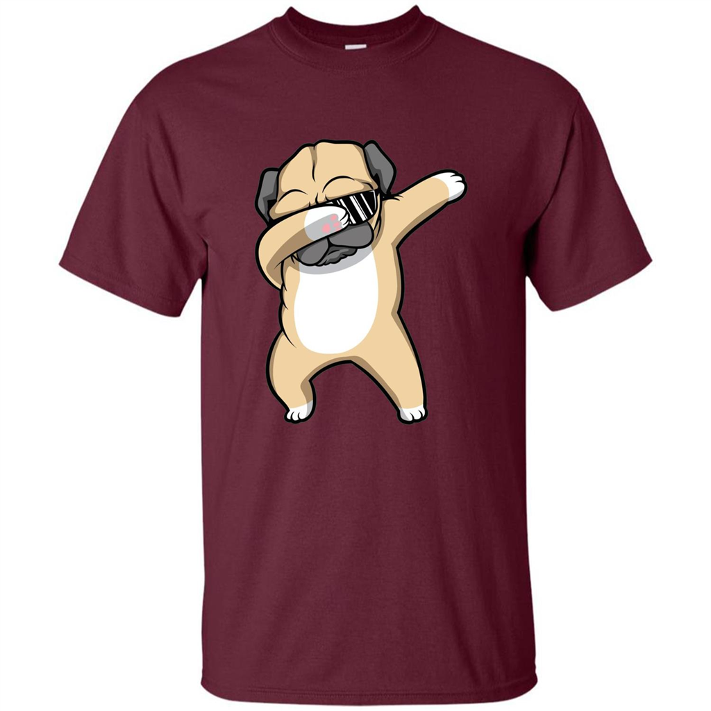 Dabbing Pug T-shirt Funny Cute Dog Dab Dance T-Shirt Maroon
