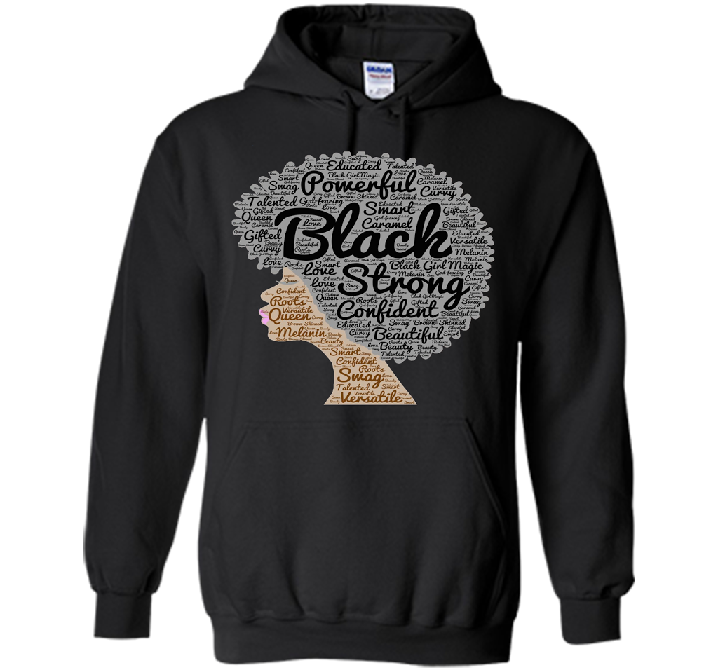 Afro Word Art Natural Hair T-Shirt for Black Women shirt Black