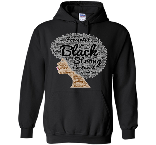 Afro Word Art Natural Hair T-Shirt for Black Women shirt Black