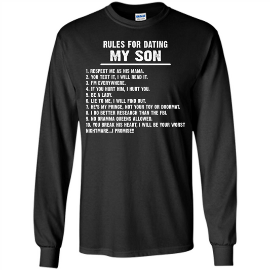 Parents T-shirt Rules For Dating My Son T-shirt Black