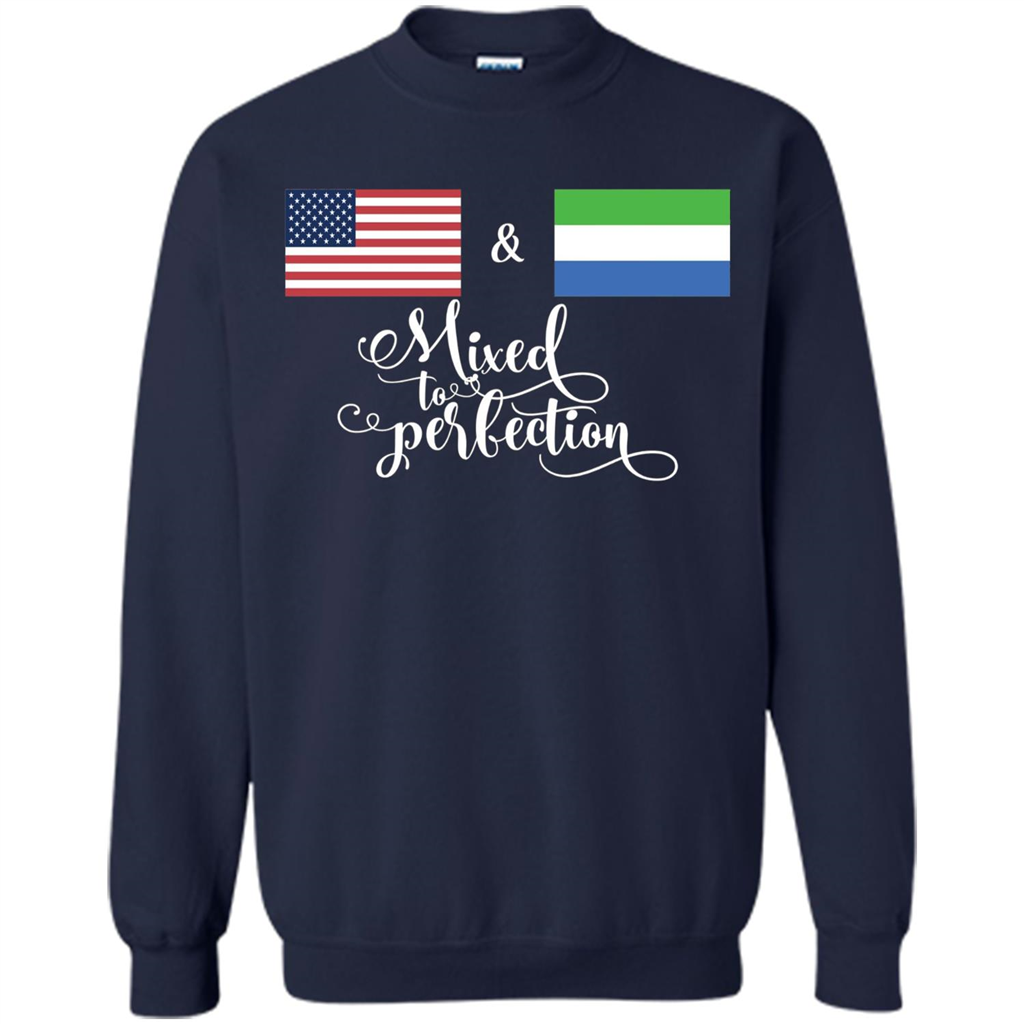 American + Sierra Leone Mixed To Perfection Flag T-Shirt Navy