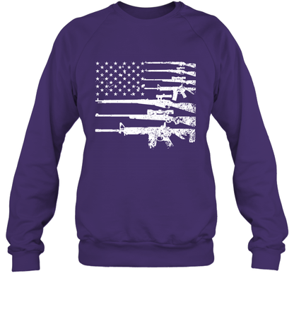 Gun US Flag Veteran Miltary Shirt Sweatshirt Sweatshirt Purple