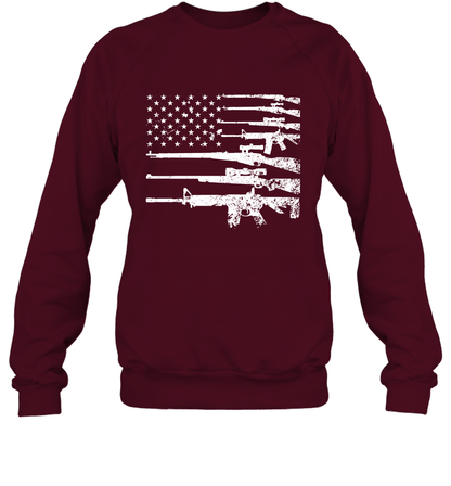 Gun US Flag Veteran Miltary Shirt Sweatshirt Sweatshirt Maroon