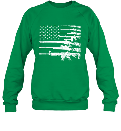 Gun US Flag Veteran Miltary Shirt Sweatshirt Sweatshirt Irish Green