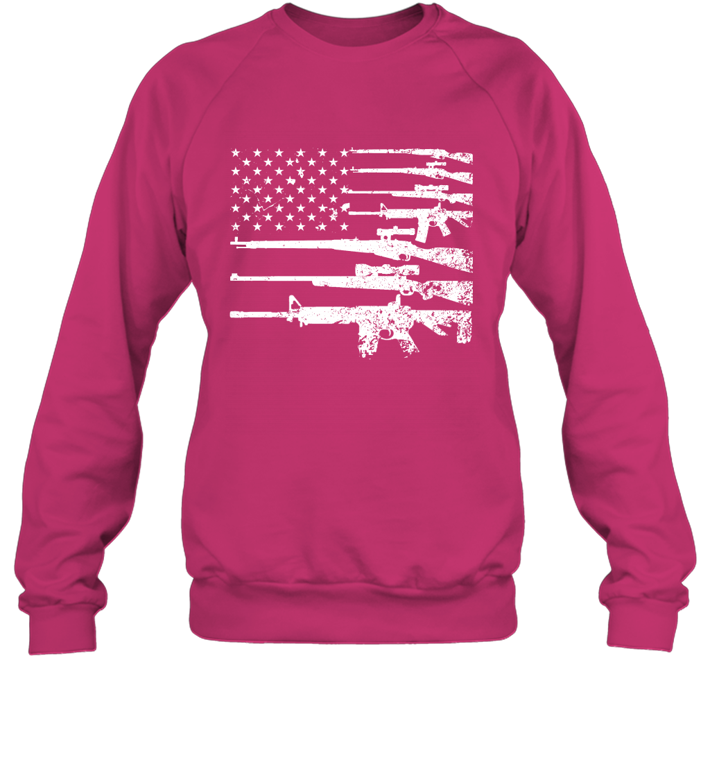 Gun US Flag Veteran Miltary Shirt Sweatshirt Sweatshirt Heliconia