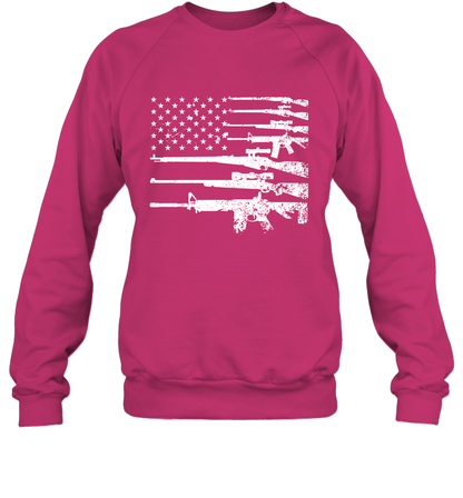 Gun US Flag Veteran Miltary Shirt Sweatshirt Sweatshirt Heliconia