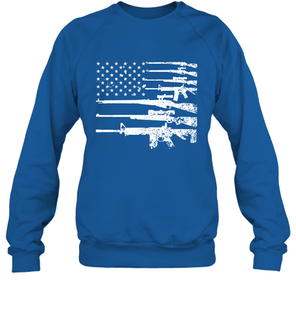 Gun US Flag Veteran Miltary Shirt Sweatshirt Sweatshirt Royal