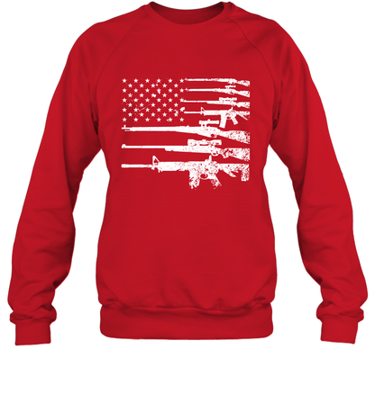 Gun US Flag Veteran Miltary Shirt Sweatshirt Sweatshirt Red