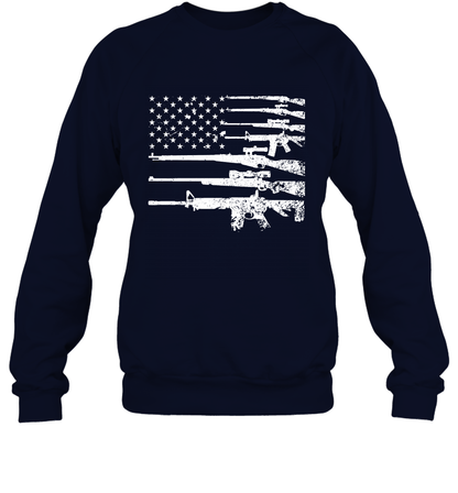 Gun US Flag Veteran Miltary Shirt Sweatshirt Sweatshirt Navy