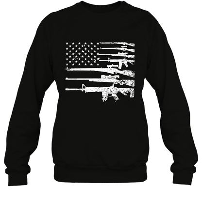 Gun US Flag Veteran Miltary Shirt Sweatshirt Sweatshirt Black
