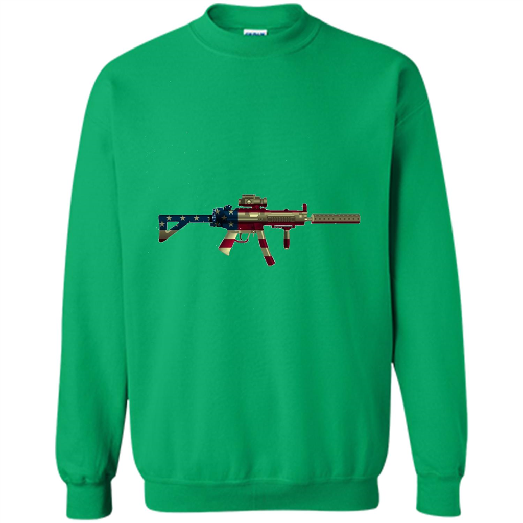 Assault Rifle Gun Flag Red White And Blue Gun T-shirt Irish Green