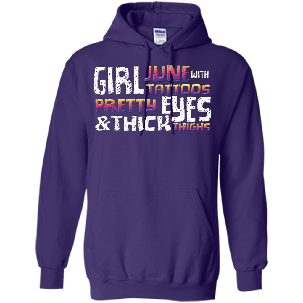 June Girl T-shirt With Tattoos Pretty Eyes and Thick Thighs Purple