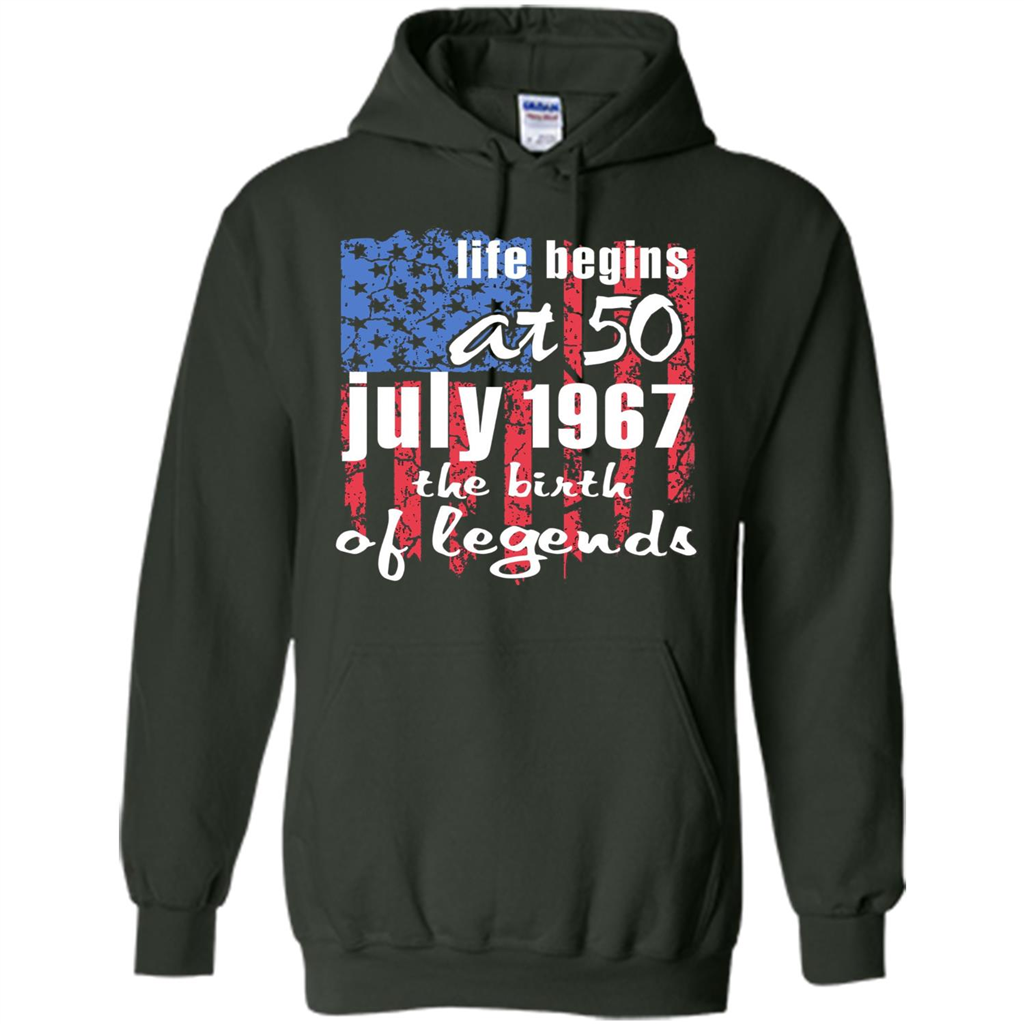 Life Begins At 50 T-shirt July 1967 The Birth Of Legends T-shirt Forest Green