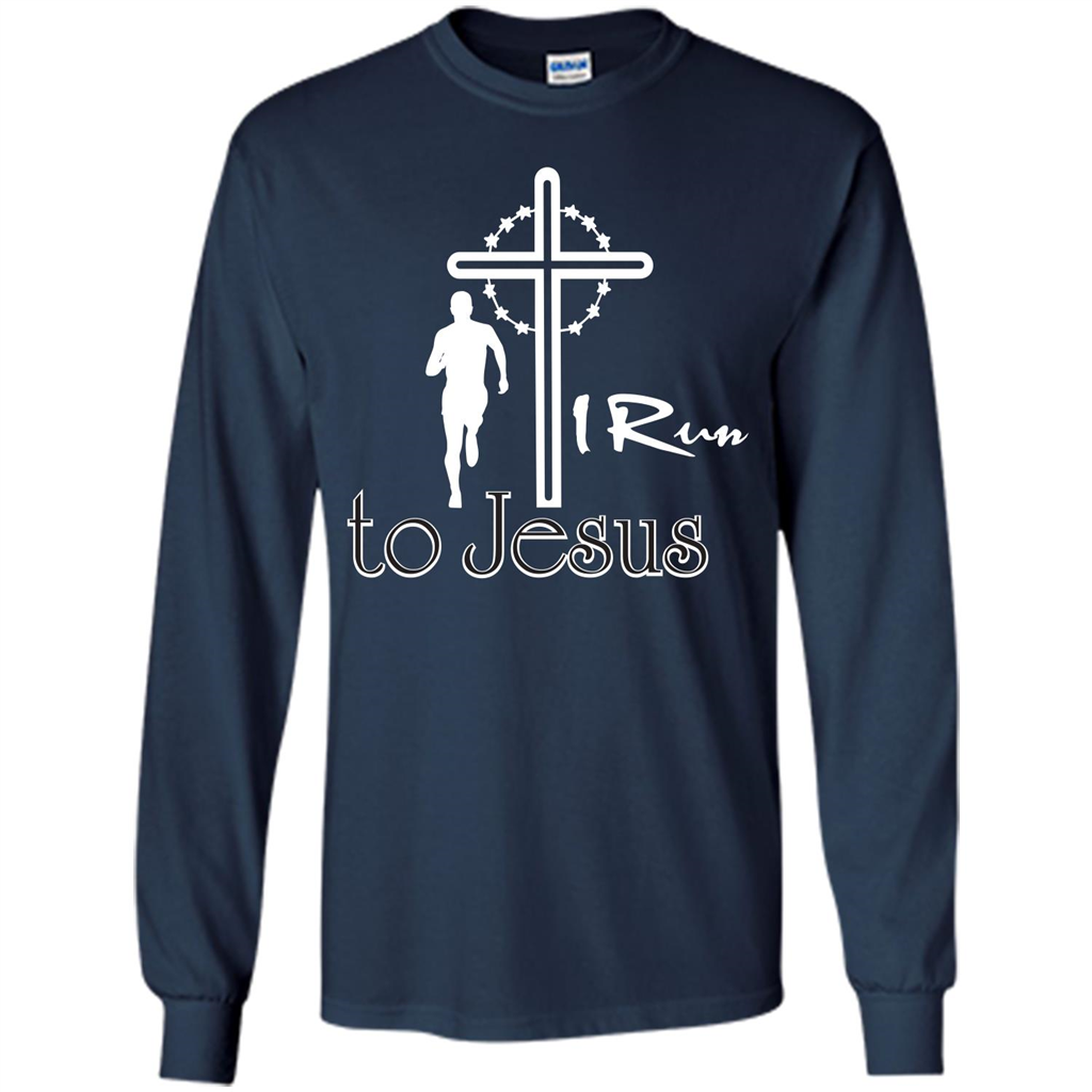Christian T-shirt I Run To Jesus T-shirt Navy