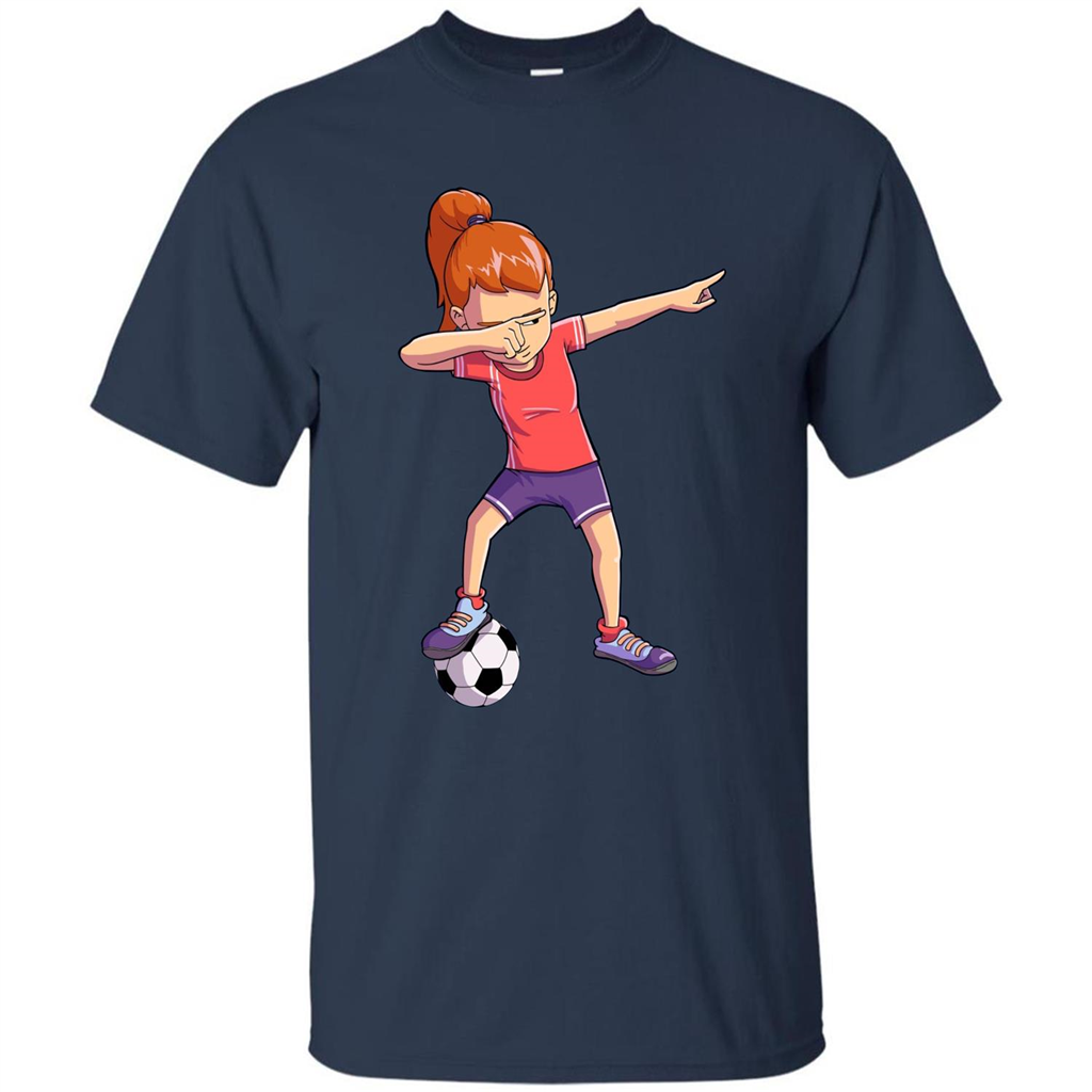 Dabbing Soccer Girl T-shirt Dab Dance T-shirt Navy