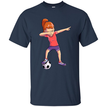 Dabbing Soccer Girl T-shirt Dab Dance T-shirt Navy